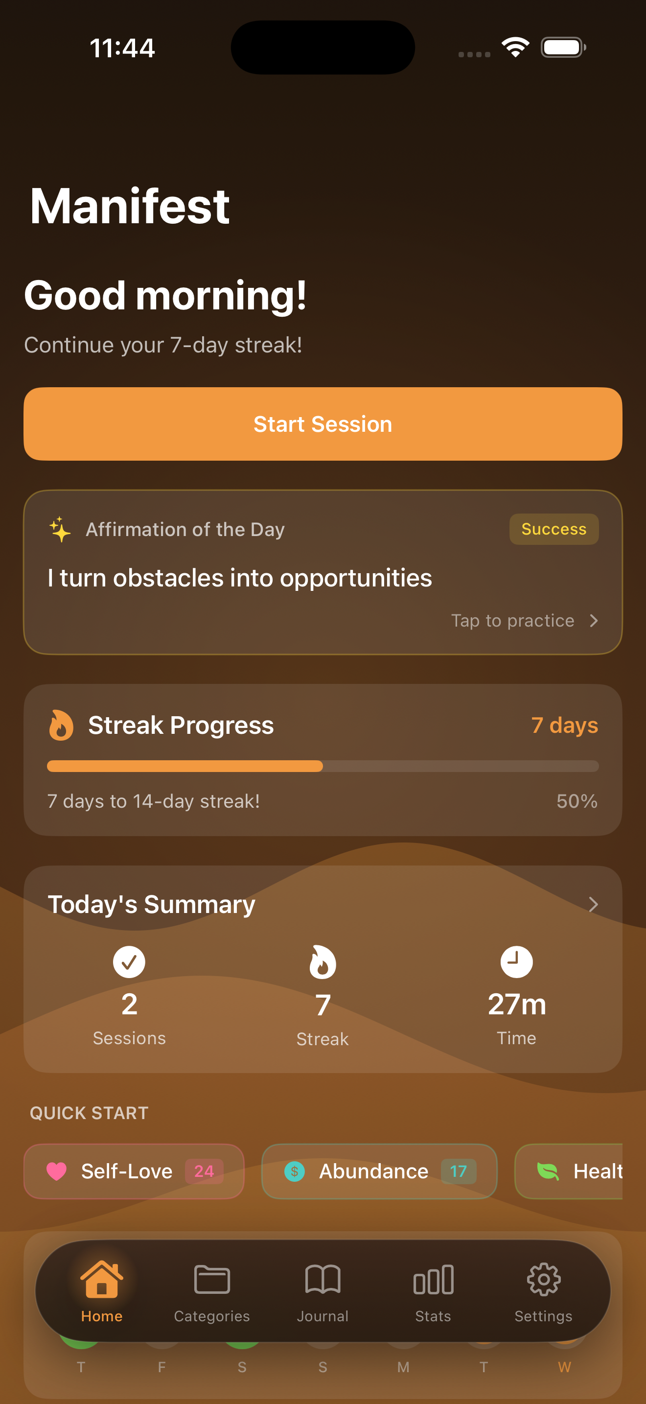 Home - Start your daily affirmation session