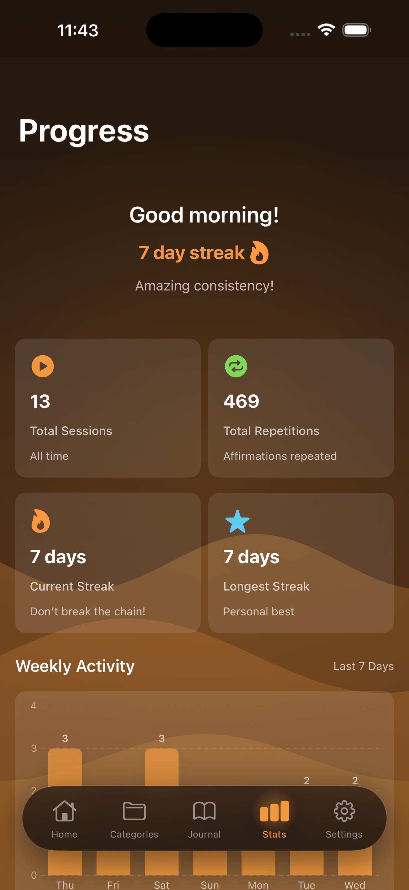 Progress - View your stats and streaks
