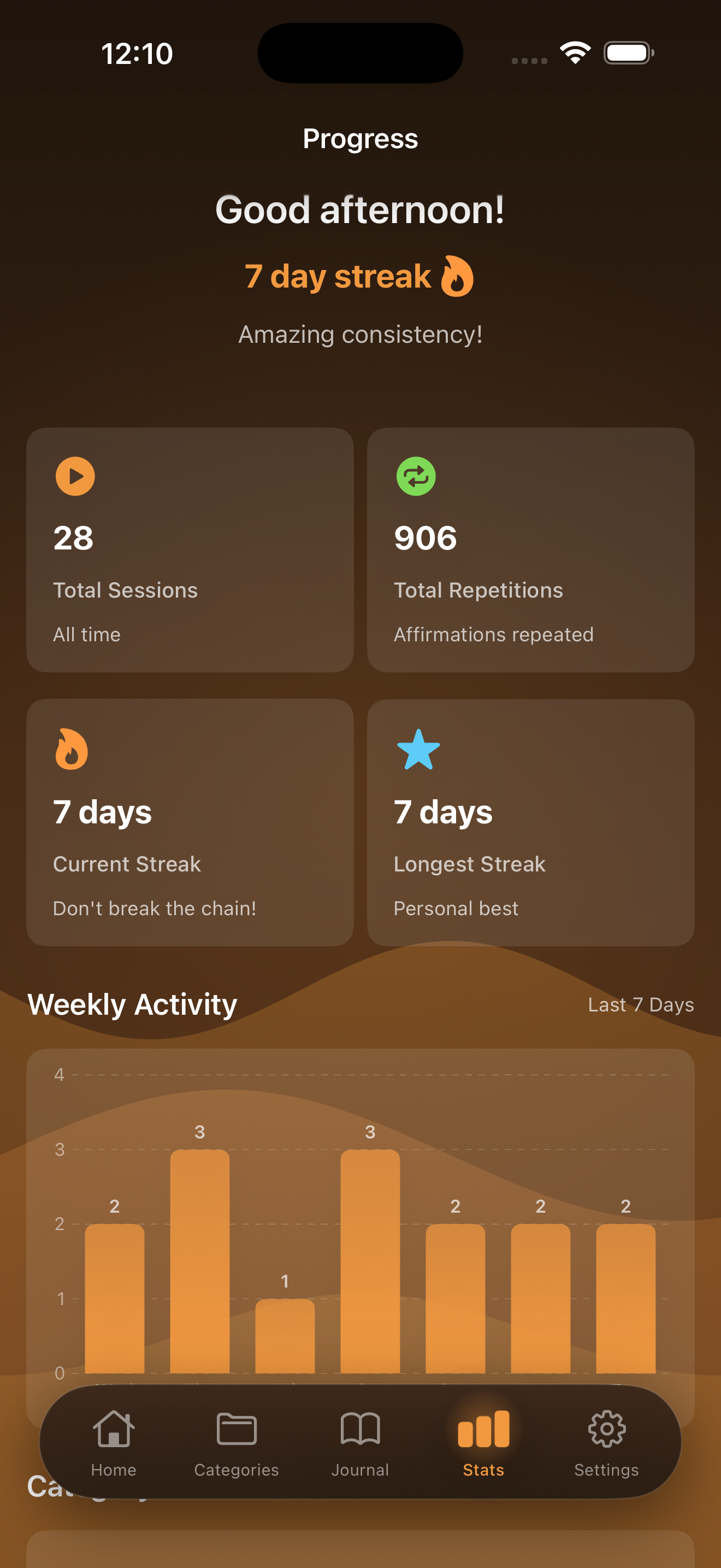 Streaks and progress tracking in Manifest app